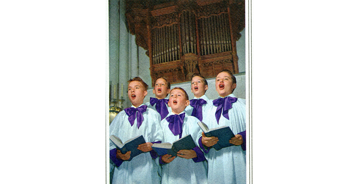 Historical photo of a boys choir.