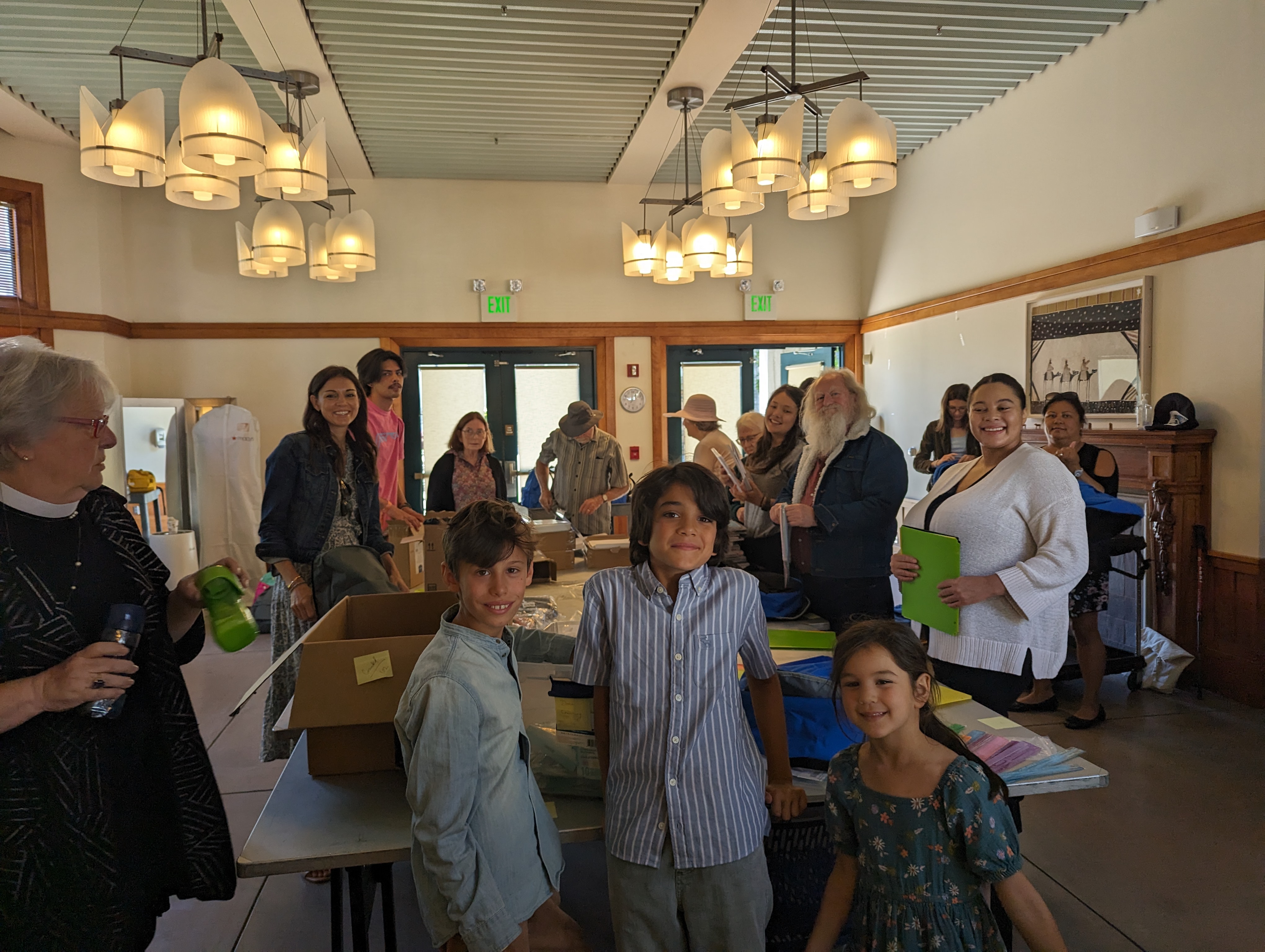 Volunteers at the backpack drive