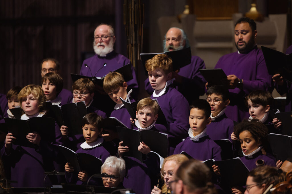 All ages choir singing at Christmas Eve service in 2023