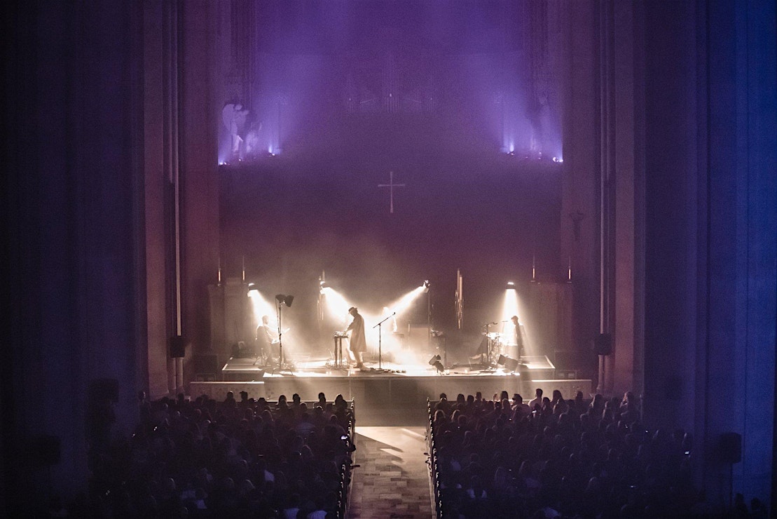 Australian singer-songwriter and musician RY X performing at Grace Cathedral in 2019.