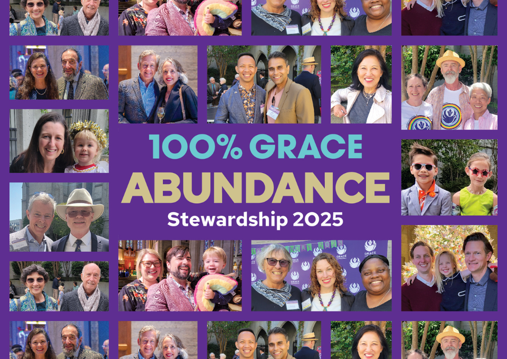 Promo graphic, 100% Grace Abundance Stewardship 2025